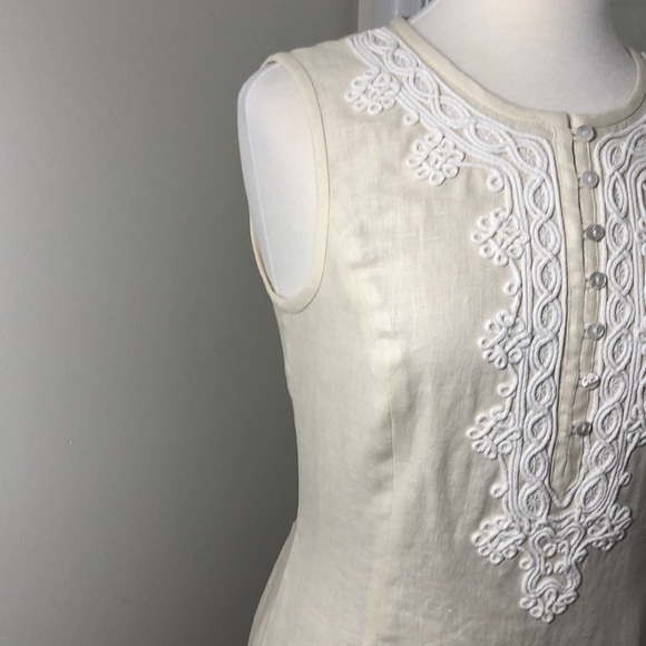 Brooks Brothers Embroidered Linen Sheath Sleeveless Dress Size 6 - Picture 3 of 10